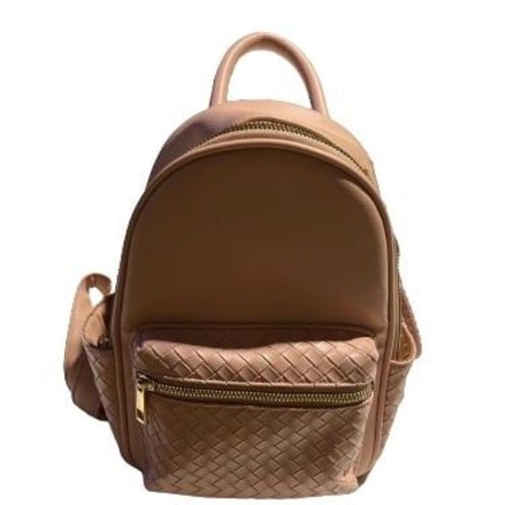 LD mini backpack shoulder bag pink faux leather keychain cute small purse soft